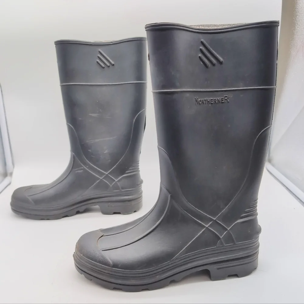 Northener Men's Black Rubber Boots Sz 4